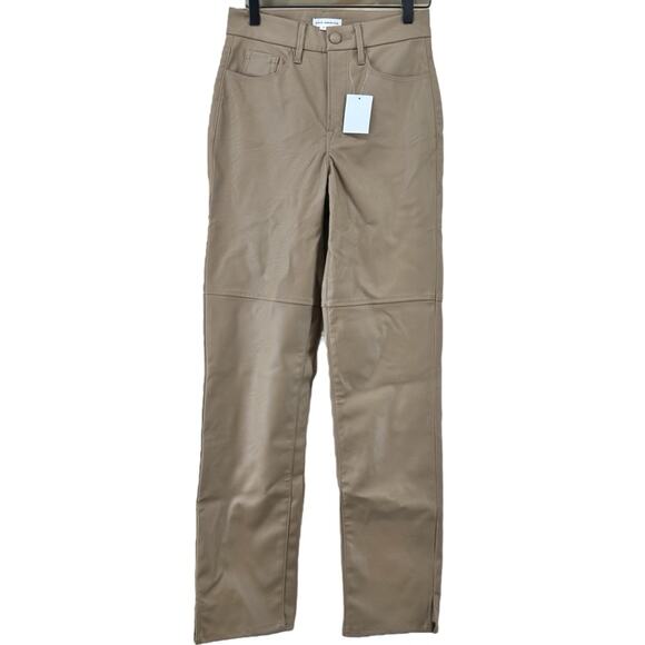 NWT Good American Women Better Than Leather Good Boy Pant Warm Caramel sz 2/26 - Picture 3 of 15